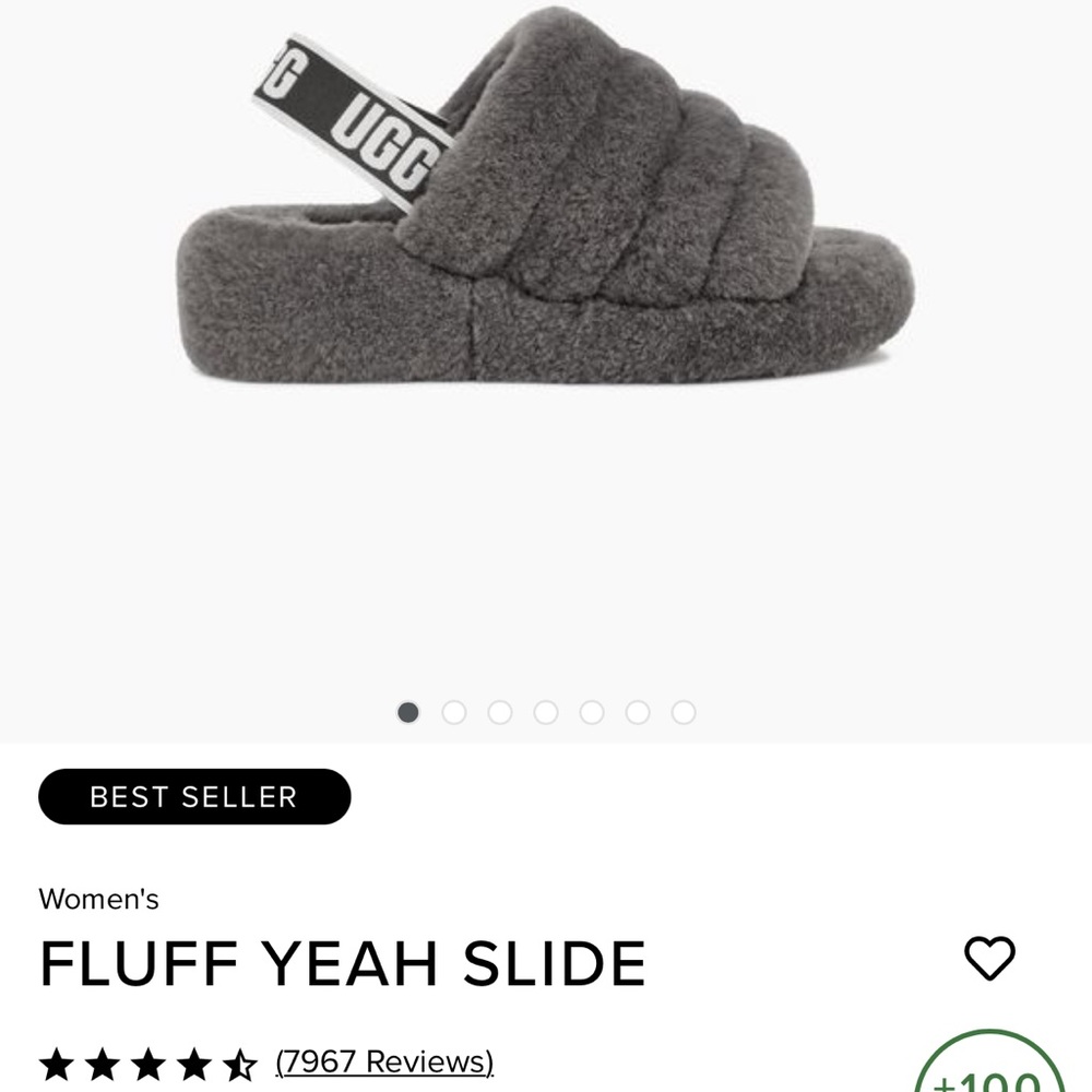 UGG Fluff Yeah Slide Slipper Size 8 Charcoal New